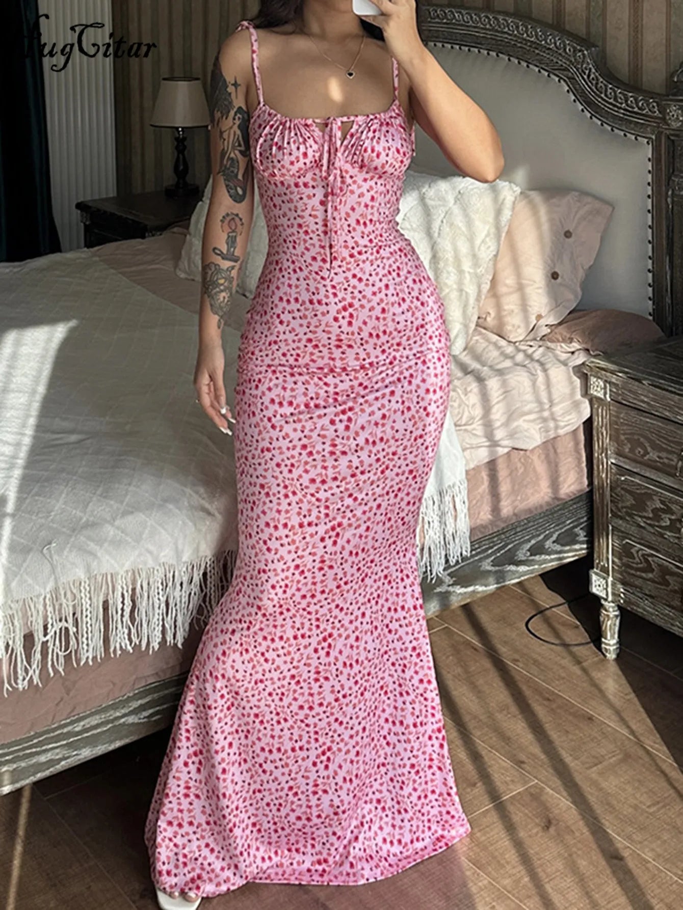 Hugcitar Floral Strapless Maxi Dress – Sleek Summer Streetwear