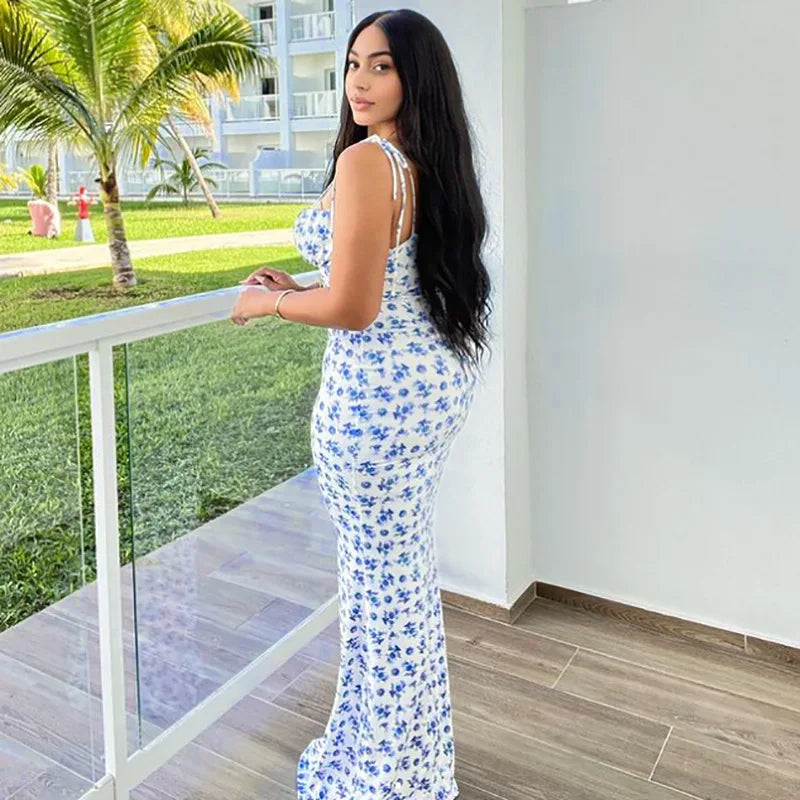 Hugcitar Floral Strapless Maxi Dress – Sleek Summer Streetwear