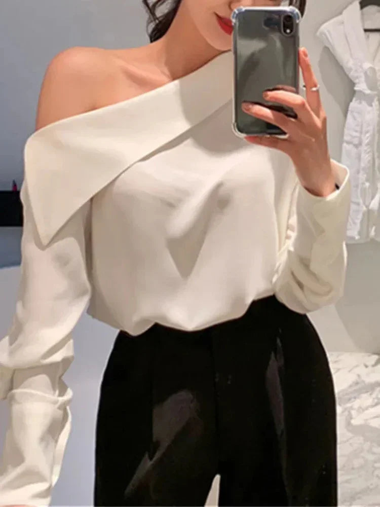 Chic Off-Shoulder Korean Blouse.