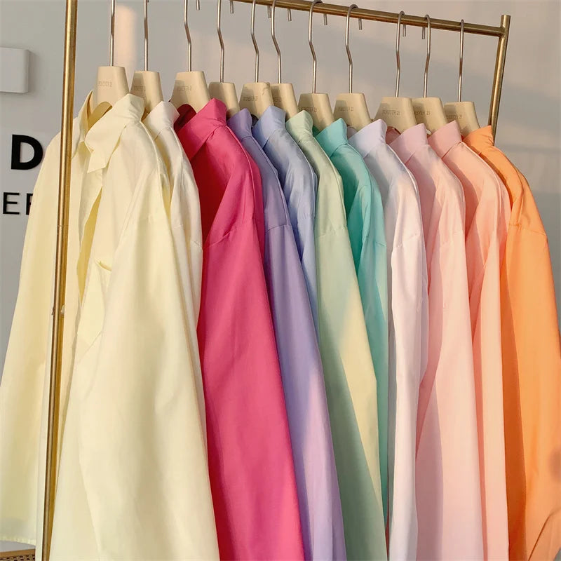 Beiyingni 2025Spring Autumn Women Shirts White Plain Loose Oversized Blouses Female Tops Loose BF Korean Style Blusas Pockets