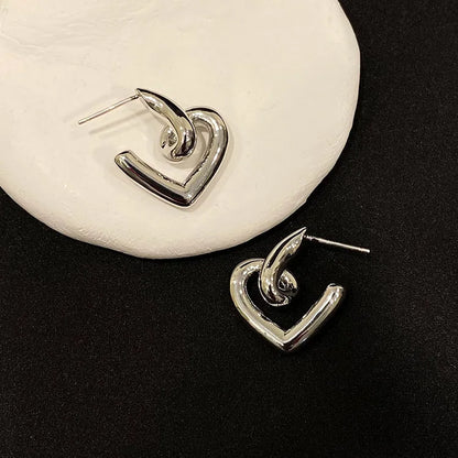 925 Sterling Silver Chunky Hoop Earrings – Geometric Trendy Jewelry for Women.