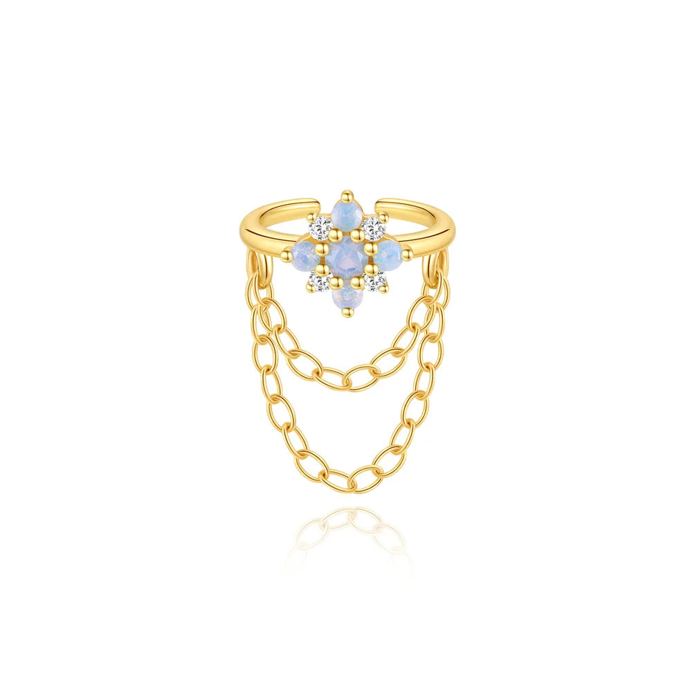 ROXI 925 Sterling Silver Double-Layer Zircon Clip Earring – Elegant No-Piercing Cuff for Women.