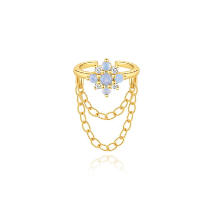 ROXI 925 Sterling Silver Double-Layer Zircon Clip Earring – Elegant No-Piercing Cuff for Women.