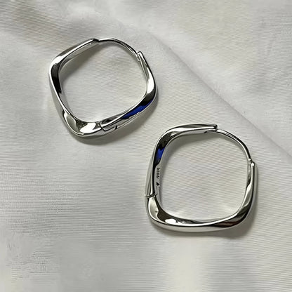 925 Sterling Silver Chunky Hoop Earrings – Geometric Trendy Jewelry for Women.