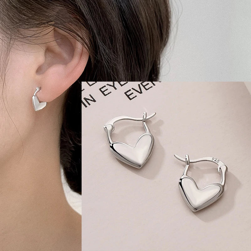 925 Sterling Silver Chunky Hoop Earrings – Geometric Trendy Jewelry for Women.