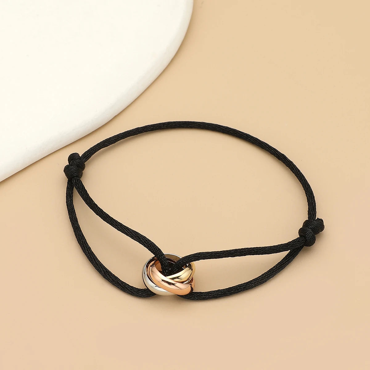 “Balance Trio™” Adjustable Rope Bracelet – Minimalist Unisex Stainless Steel Design.