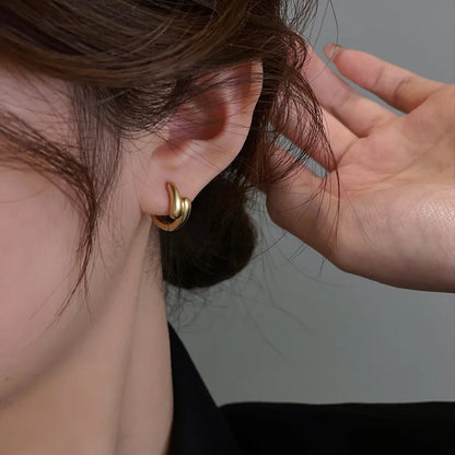 925 Sterling Silver Chunky Hoop Earrings – Geometric Trendy Jewelry for Women.