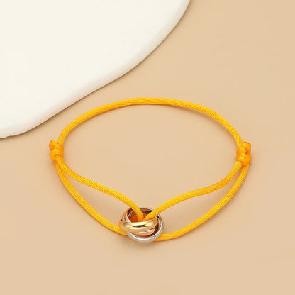 “Balance Trio™” Adjustable Rope Bracelet – Minimalist Unisex Stainless Steel Design.