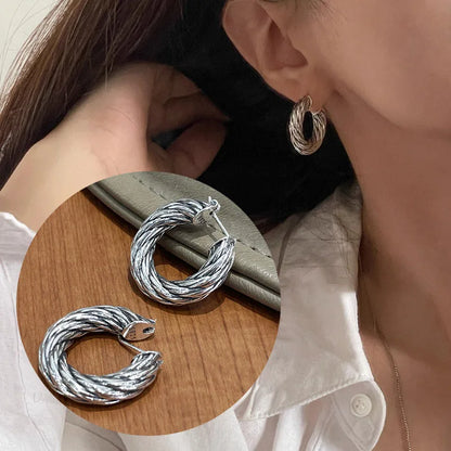 925 Sterling Silver Chunky Hoop Earrings – Geometric Trendy Jewelry for Women.