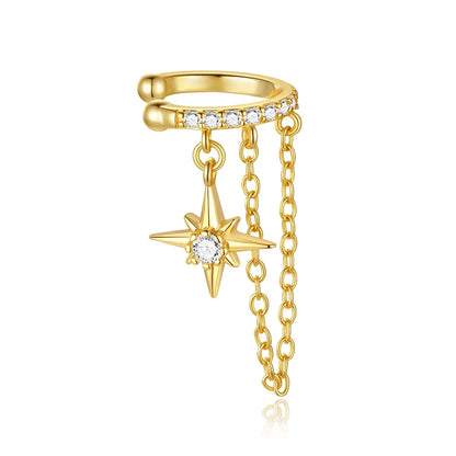 ROXI 925 Sterling Silver Double-Layer Zircon Clip Earring – Elegant No-Piercing Cuff for Women.