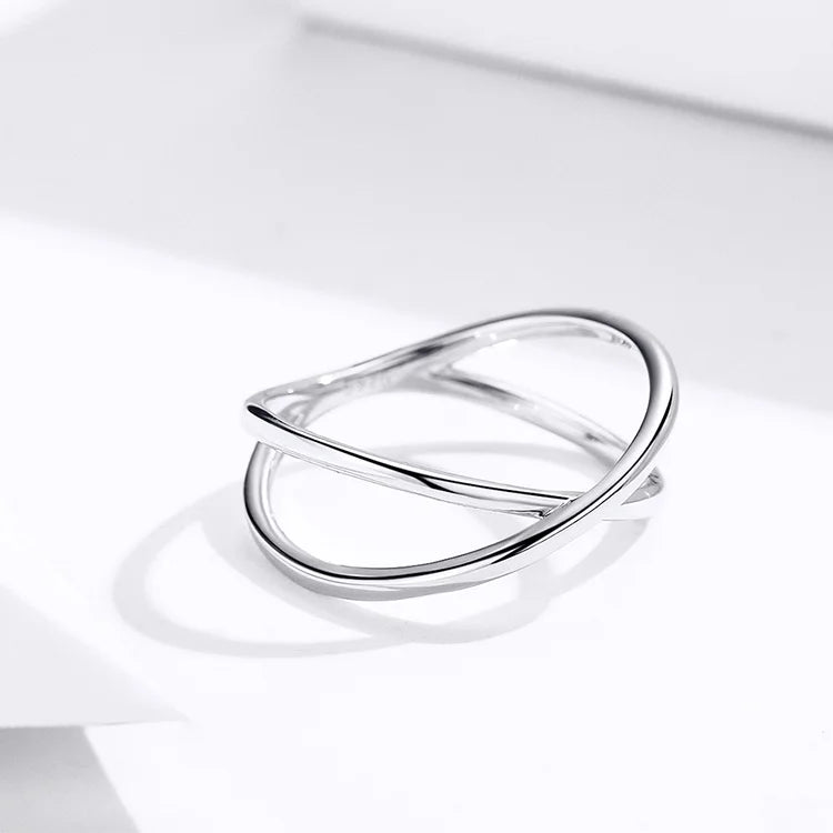 14K Gold X Ring – Minimalist Sterling Silver Promise Band.