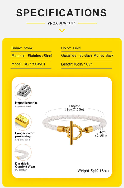 Braided Leather & Gold Cuff Bracelet – Chic Women’s Casual Jewelry.