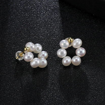 925 Sterling Silver Mini Pearl Stud Earrings – Elegant Natural White Pearls.