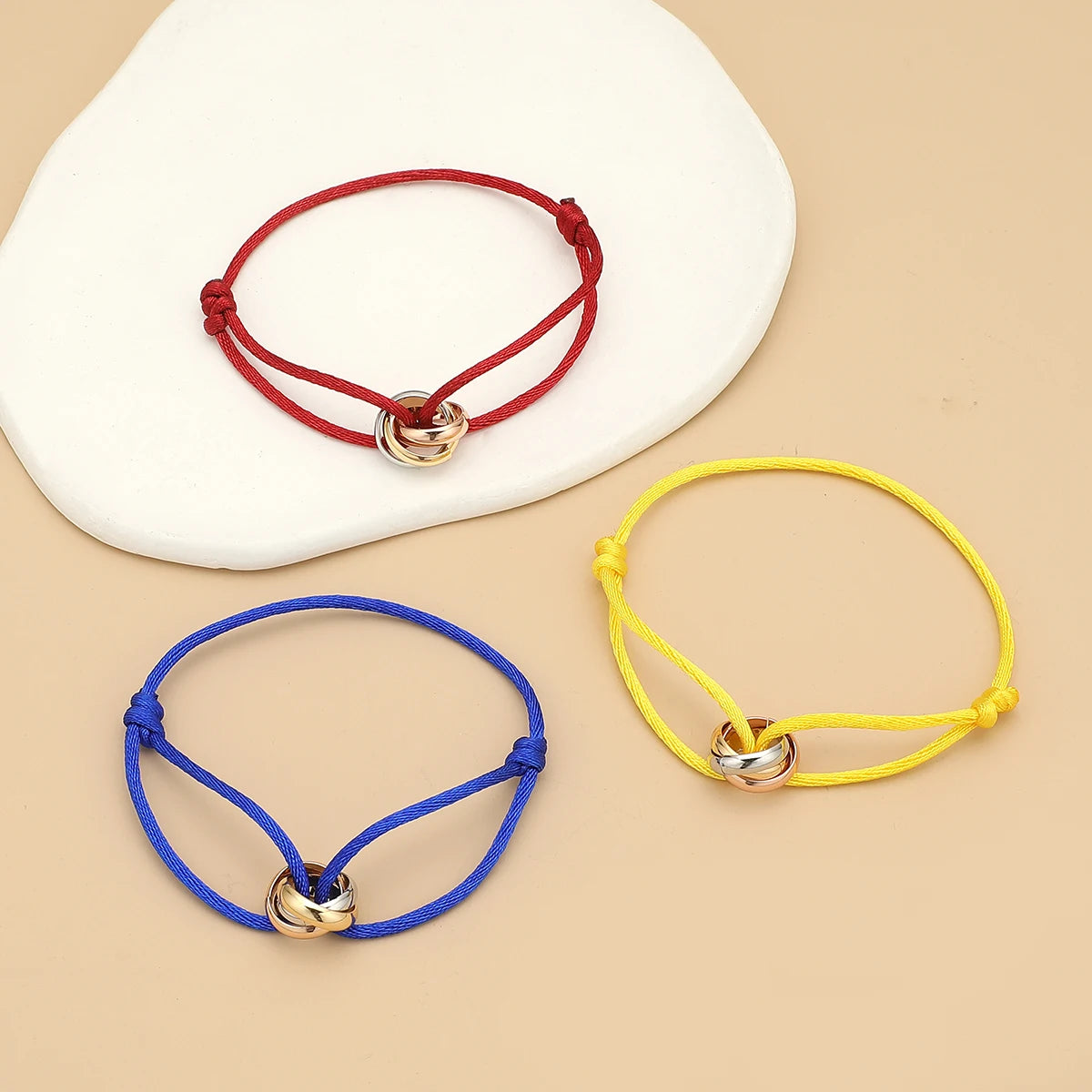 “Balance Trio™” Adjustable Rope Bracelet – Minimalist Unisex Stainless Steel Design.