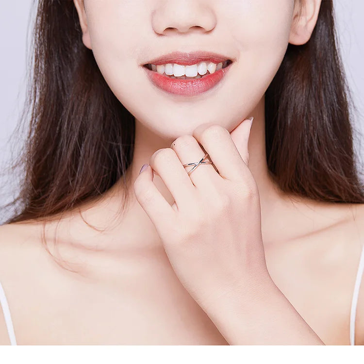 14K Gold X Ring – Minimalist Sterling Silver Promise Band.