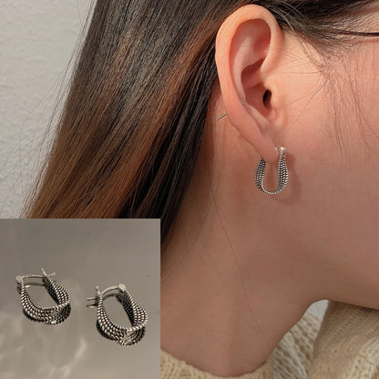 925 Sterling Silver Chunky Hoop Earrings – Geometric Trendy Jewelry for Women.