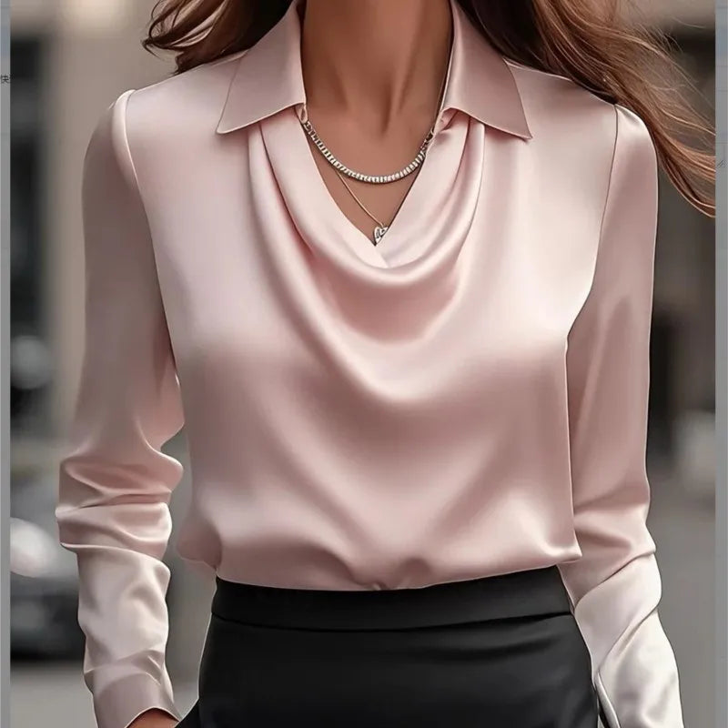 Silky Satin Women’s Blouse – Elegant Office & Casual Wear.