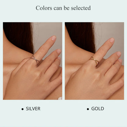 14K Gold X Ring – Minimalist Sterling Silver Promise Band.