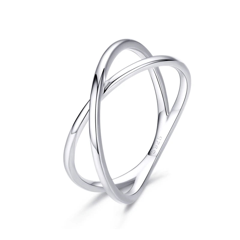 14K Gold X Ring – Minimalist Sterling Silver Promise Band.