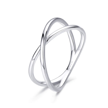 14K Gold X Ring – Minimalist Sterling Silver Promise Band.