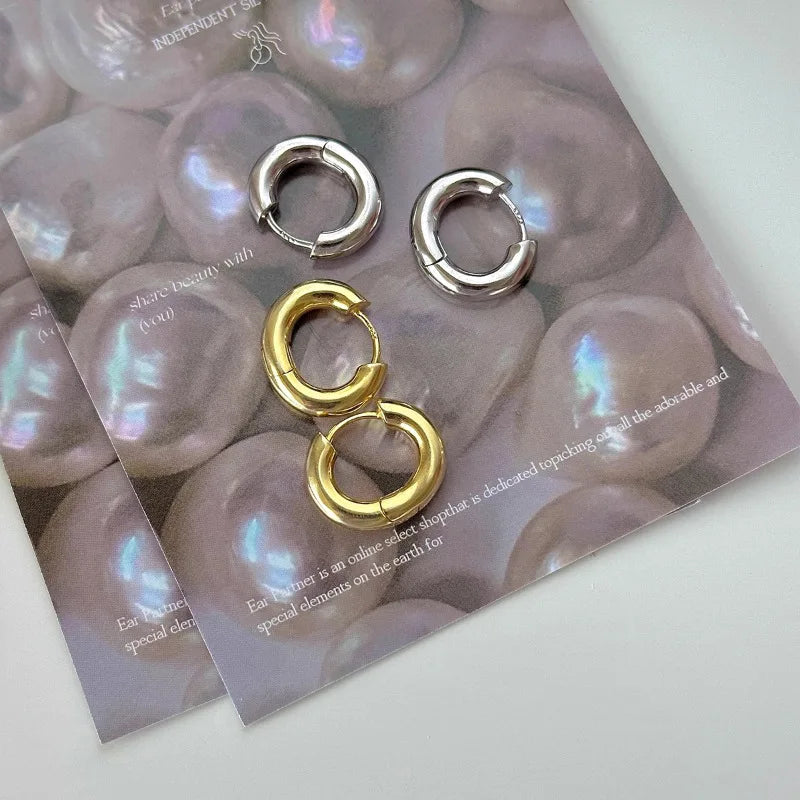 925 Sterling Silver Chunky Hoop Earrings – Geometric Trendy Jewelry for Women.