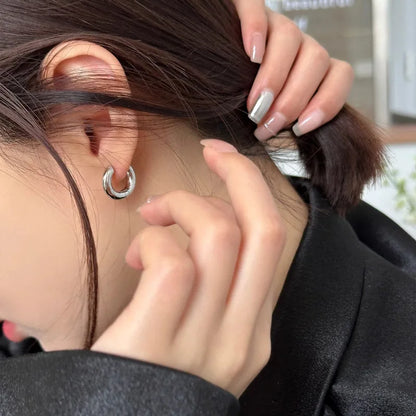 925 Sterling Silver Chunky Hoop Earrings – Geometric Trendy Jewelry for Women.