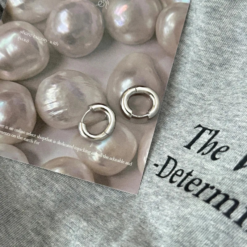 925 Sterling Silver Chunky Hoop Earrings – Geometric Trendy Jewelry for Women.