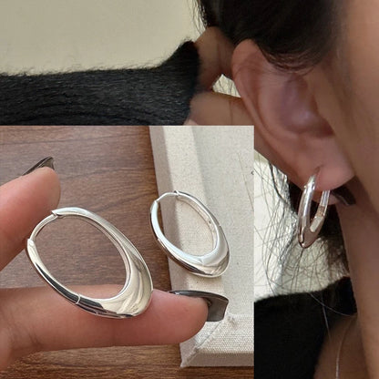 925 Sterling Silver Chunky Hoop Earrings – Geometric Trendy Jewelry for Women.