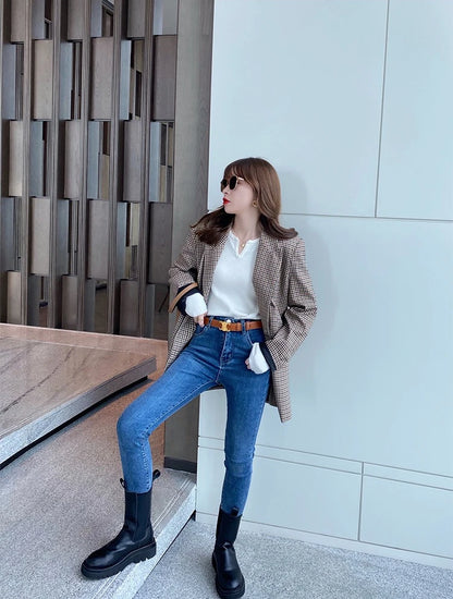 Elegant Knit V-Neck Sweater – Slim Fit Autumn Winter Pullover for Women.