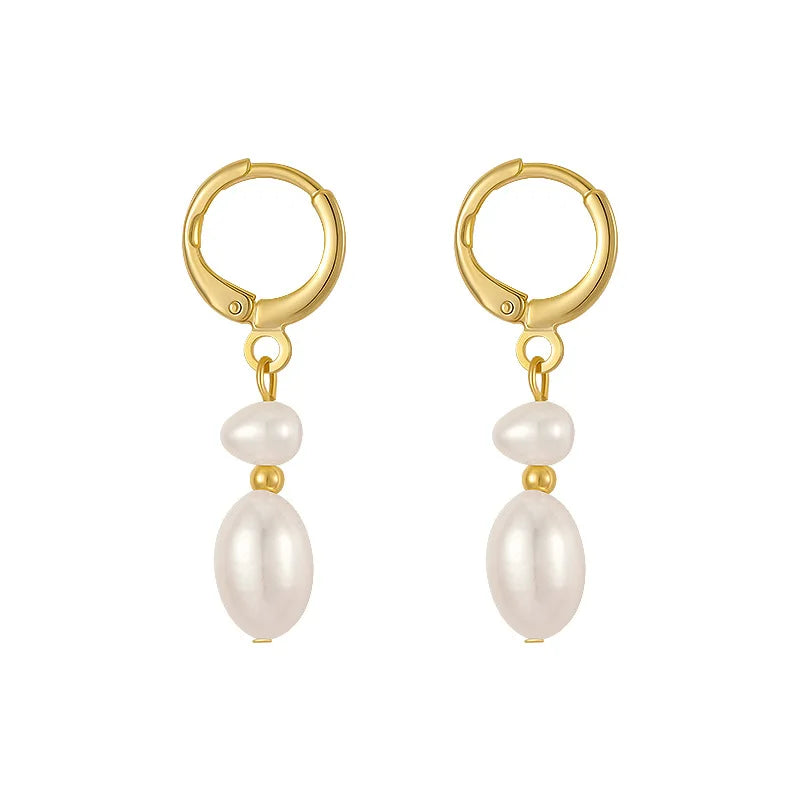 14K Gold Filled Baroque Pearl Tassel Earrings – Romantic Freshwater Studs for Women.