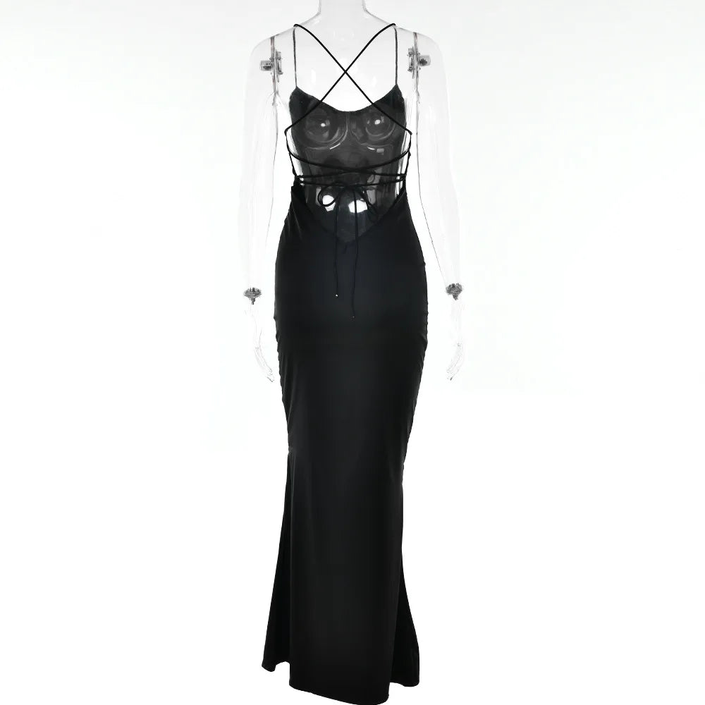Elegant Satin Lace-Up Bodycon Dress – Minimalist Evening Wear