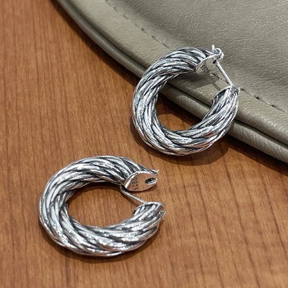 925 Sterling Silver Chunky Hoop Earrings – Geometric Trendy Jewelry for Women.