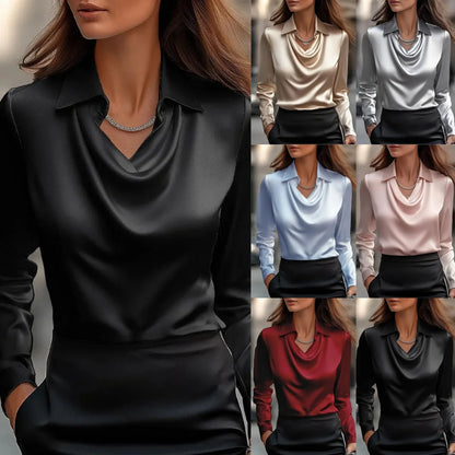 Silky Satin Women’s Blouse – Elegant Office & Casual Wear.