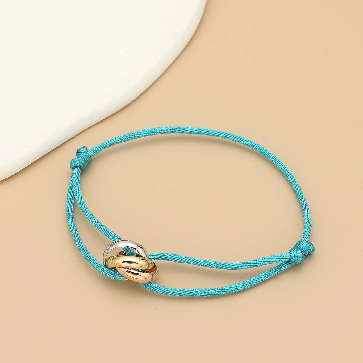 “Balance Trio™” Adjustable Rope Bracelet – Minimalist Unisex Stainless Steel Design.