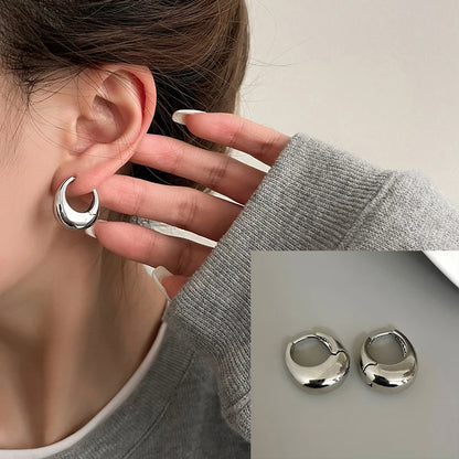 925 Sterling Silver Chunky Hoop Earrings – Geometric Trendy Jewelry for Women.