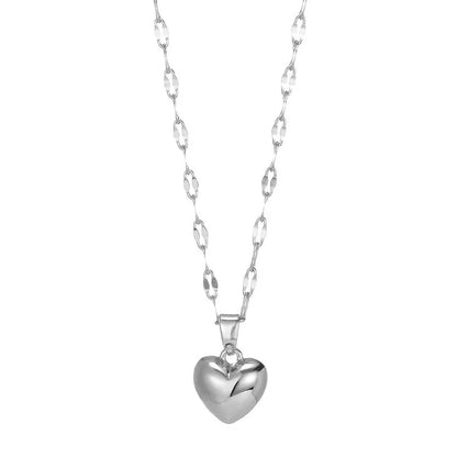 Minimalist Stainless Steel Heart Necklace – Modern Love Pendant for Women.
