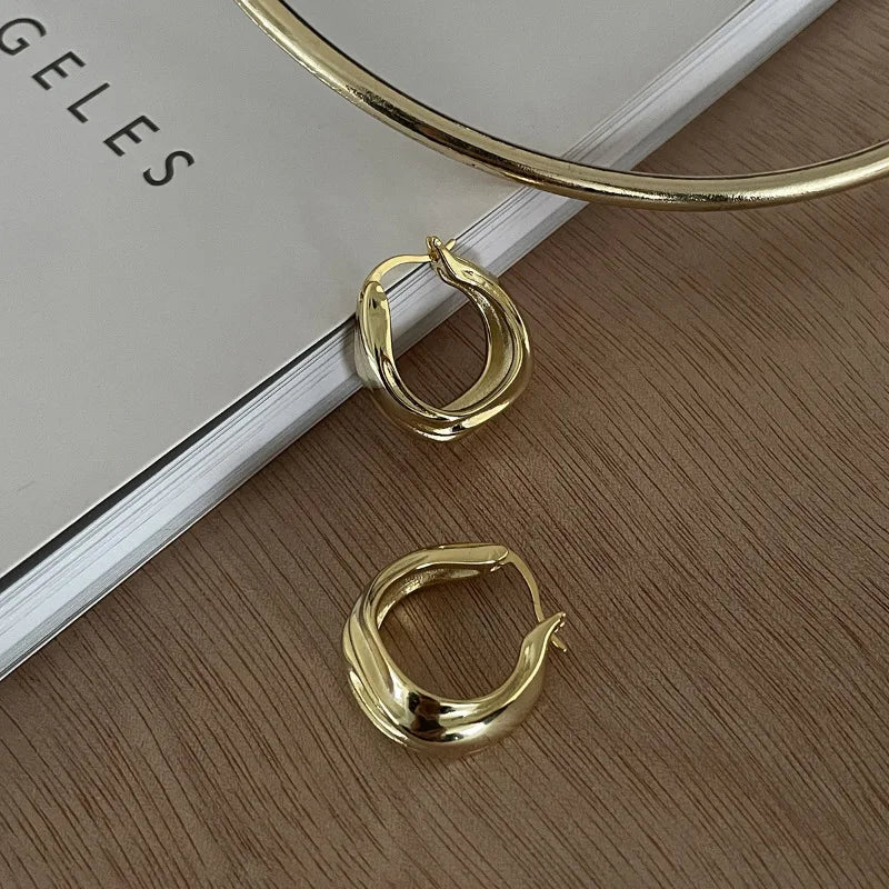 925 Sterling Silver Chunky Hoop Earrings – Geometric Trendy Jewelry for Women.