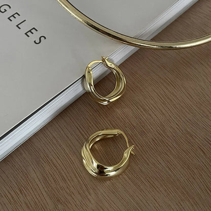 925 Sterling Silver Chunky Hoop Earrings – Geometric Trendy Jewelry for Women.