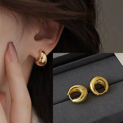 925 Sterling Silver Chunky Hoop Earrings – Geometric Trendy Jewelry for Women.