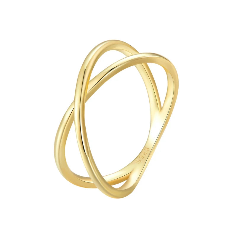 14K Gold X Ring – Minimalist Sterling Silver Promise Band.