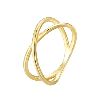 14K Gold X Ring – Minimalist Sterling Silver Promise Band.