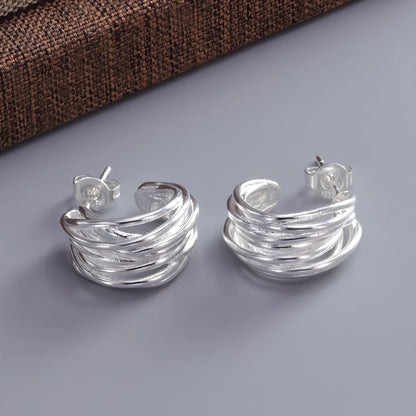 925 Sterling Silver Chunky Hoop Earrings – Geometric Trendy Jewelry for Women.