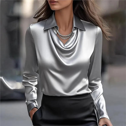 Silky Satin Women’s Blouse – Elegant Office & Casual Wear.