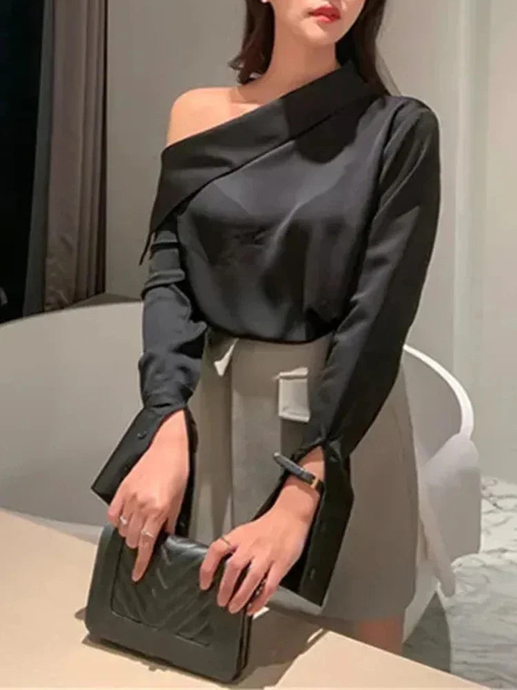Chic Off-Shoulder Korean Blouse.