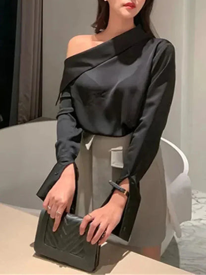 Chic Off-Shoulder Korean Blouse.