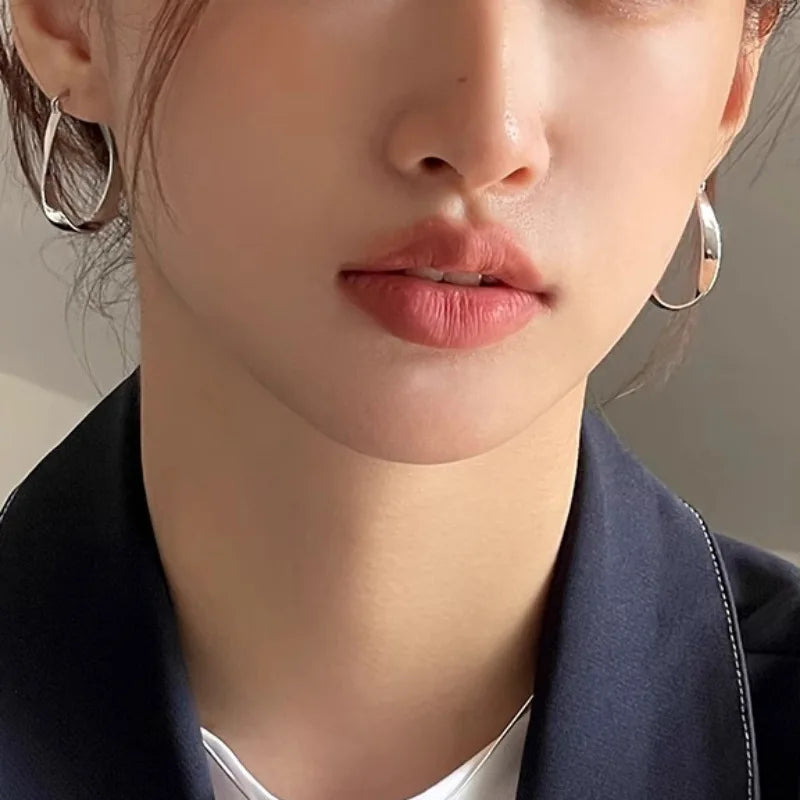 925 Sterling Silver Chunky Hoop Earrings – Geometric Trendy Jewelry for Women.