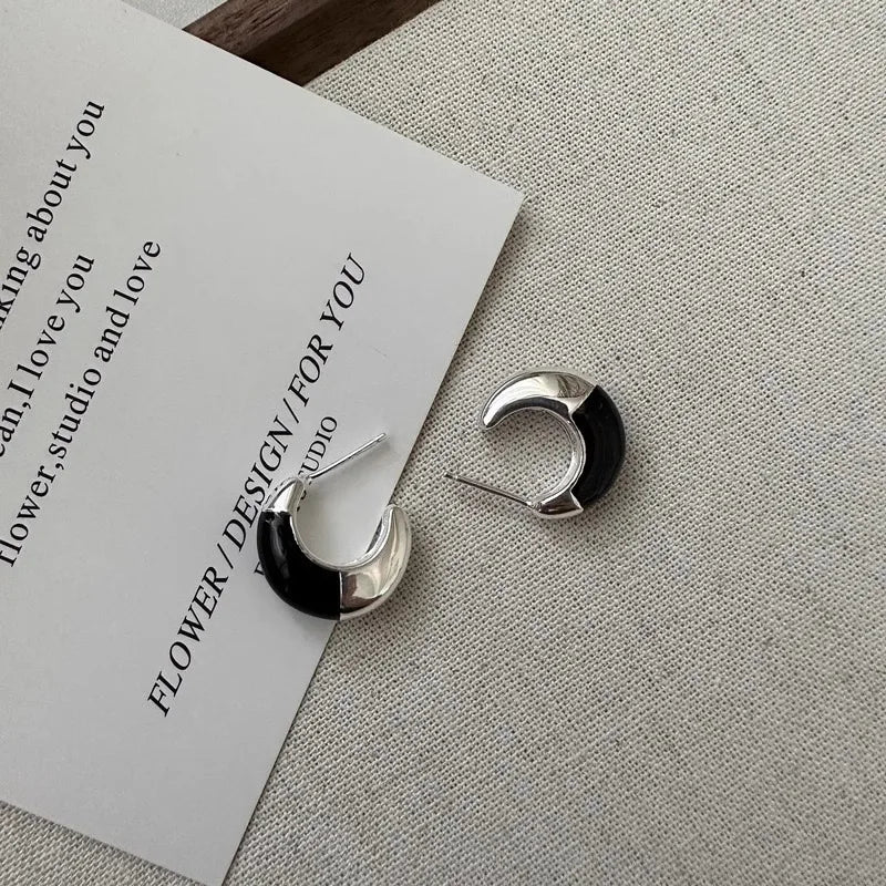 925 Sterling Silver Chunky Hoop Earrings – Geometric Trendy Jewelry for Women.