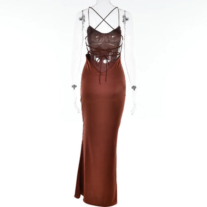 Elegant Satin Lace-Up Bodycon Dress – Minimalist Evening Wear
