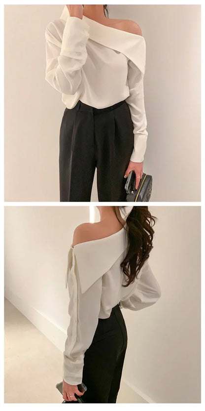 Chic Off-Shoulder Korean Blouse.
