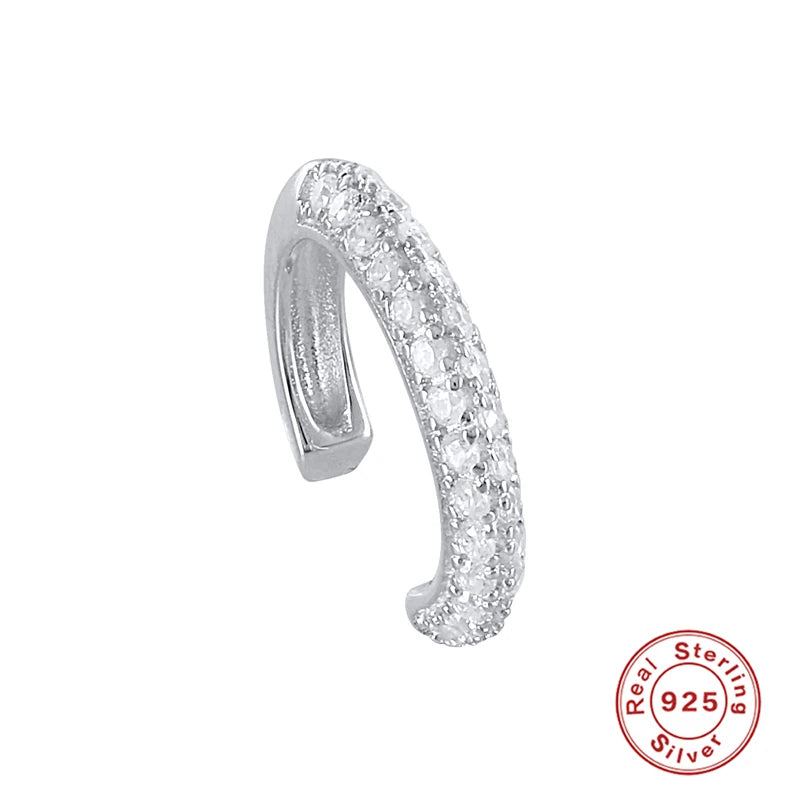 ROXI 925 Sterling Silver Double-Layer Zircon Clip Earring – Elegant No-Piercing Cuff for Women.